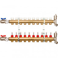 Коллектор из латуни с расходомерами на 10 контура Stout