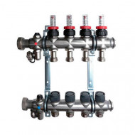 Группа коллекторная Multidis SF 1" на 5 контуров 3/4" ЕК со встроенными ротаметрами Oventrop
