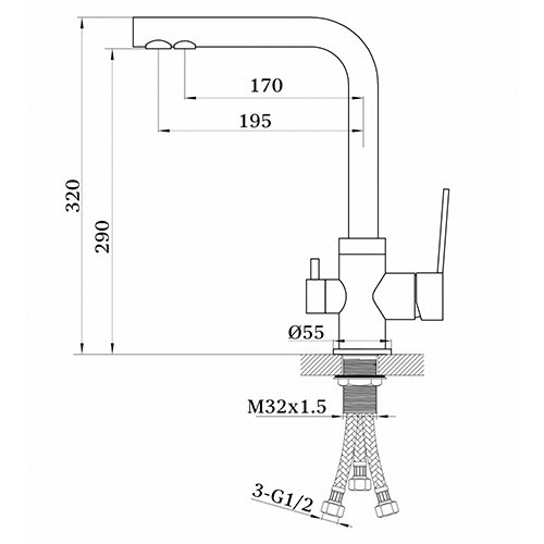 Смеситель для кухни однорычажный с фильтром GZ 16026C Ganzer