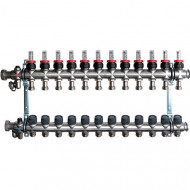 Группа коллекторная Multidis SF 1" на 12 контуров 3/4" ЕК со встроенными ротаметрами Oventrop