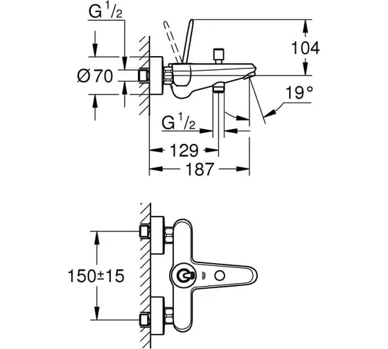 Смеситель для ванны GROHE Eurodisc Joy, белая луна 23431LS0
