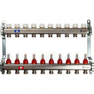 Коллектор из нержавеющей стали с расходомерами 10 вых. STOUT Коллектор из нержавеющей стали с расходомерами 10 вых. STOUT