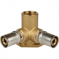 Тройник настенный с креплением 16х1/2 для металлопластиковых труб, прессовой STOUT Тройник настенный с креплением 16х1/2 для металлопластиковых труб, прессовой STOUT