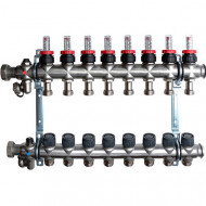 Группа коллекторная Multidis SF 1" на 8 контуров 3/4" ЕК со встроенными ротаметрами Oventroptrop