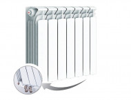 Радиатор биметаллический секционный Rifar Base Ventil 500 7 секций, нижнее правое подключение Радиатор биметаллический секционный Rifar Base Ventil 500 7 секций, нижнее правое подключение