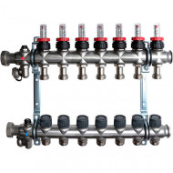 Группа коллекторная Multidis SF 1" на 7 контуров 3/4" ЕК со встроенными ротаметрами Oventrop