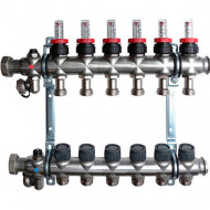 Группа коллекторная Multidis SF 1" на 6 контуров 3/4" ЕК со встроенными ротаметрами Oventrop
