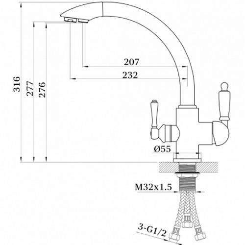 Смеситель для кухни однорычажный с фильтром GZ 16031D Ganzer