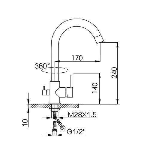 Смеситель для кухни под фильтр HL15082 Hansen