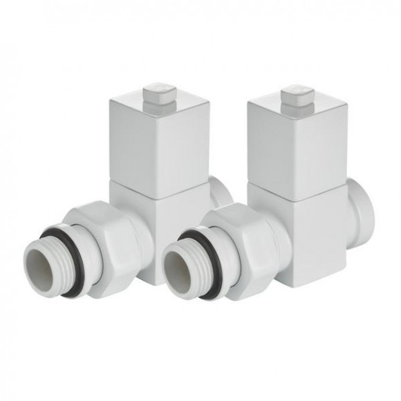 Набор дизайн-вентилей Royal Thermo CUBE, прямой (белый) 1/2"