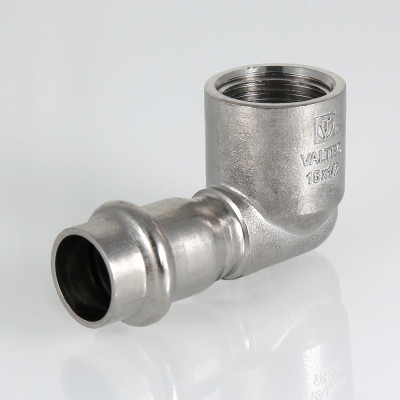 Угольник Valtec Inox с внутренней резьбой из нержавеющей стали 90° 18 мм х 3/4" Угольник Valtec Inox с внутренней резьбой из нержавеющей стали 90° 18 мм х 3/4"