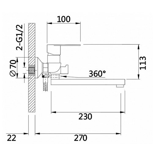 Смеситель для ванны HN30025-F Hansen Смеситель для ванны HN30025-F Hansen