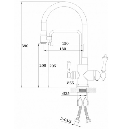 Смеситель для кухни с подключением к фильтру GZ 77025F Ganzer