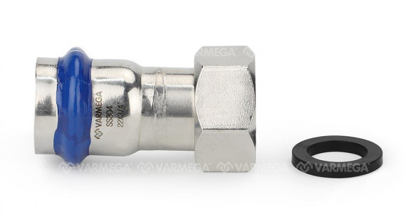 Муфта раструбная Varmega Inox Press с накидной гайкой 22х1/2"