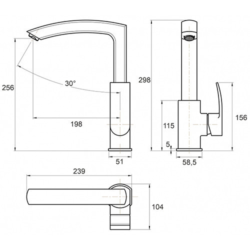 Смеситель для кухни однорычажный GZ 02021 Ganzer Смеситель для кухни однорычажный GZ 02021 Ganzer