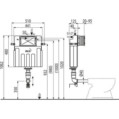 Инсталляция для подвесного унитаза Basicmodul AlcaPLAST  AM112
