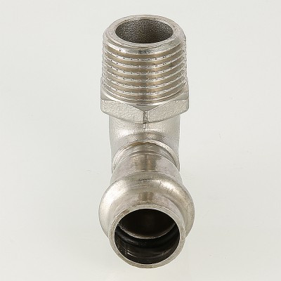 Пресс-угольник Valtec Inox с наружной резьбой из нержавеющей стали 90° 22 мм х 3/4" Пресс-угольник Valtec Inox с наружной резьбой из нержавеющей стали 90° 22 мм х 3/4"
