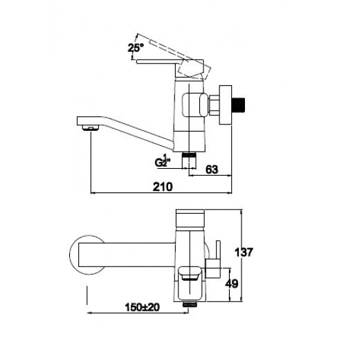 Смеситель для ванны Sonat 34522 Kaiser Chrome