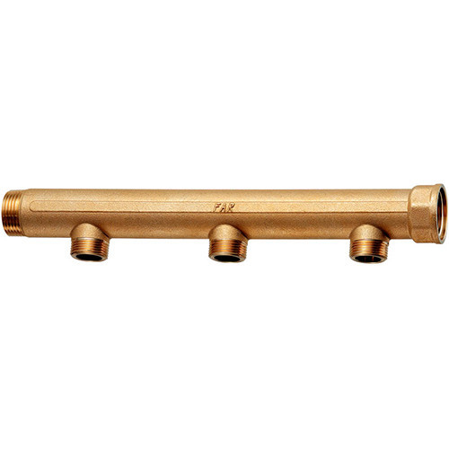 Проходной коллектор из DZR-латуни 1 1/4"х3/4" FAR с 3 отводами НР