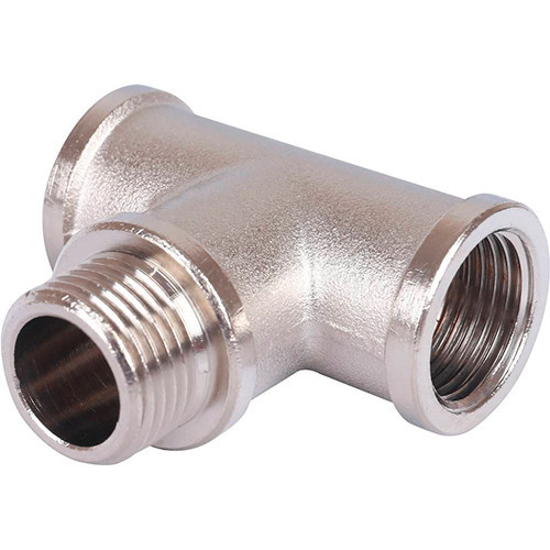 Тройник никелированный Stout 1/2" ВР-НР-ВР