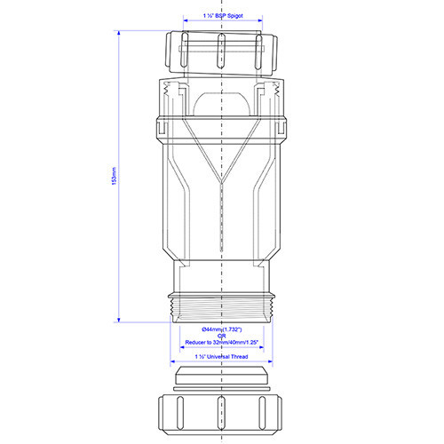 Сифон сухой с функцией обратного клапана MRNRV40 ф1 1/2"х40мм McAlpine Сифон сухой с функцией обратного клапана MRNRV40 ф1 1/2"х40мм McAlpine