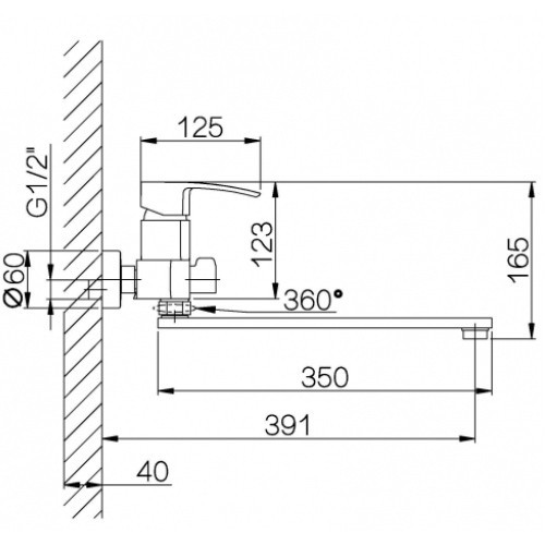 Смеситель для ванны однорычажный GZ 02041 Ganzer