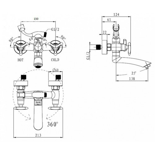 Смеситель для ванны Trio 57122 Kaiser Chrome Смеситель для ванны Trio 57122 Kaiser Chrome