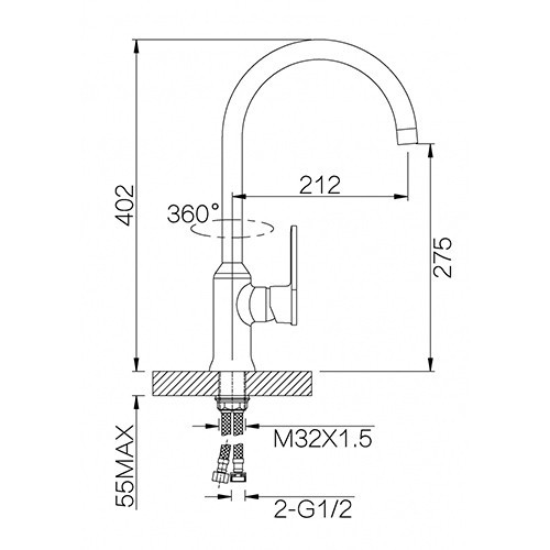 Смеситель для кухни однорычажный GZ 04021 Ganzer Смеситель для кухни однорычажный GZ 04021 Ganzer