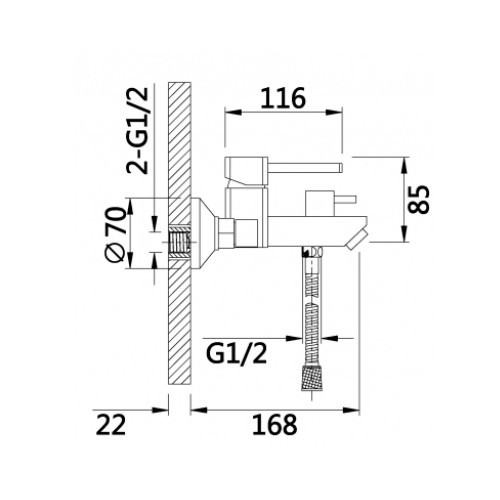 Смеситель для ванны однорычажный GZ 05031 Ganzer