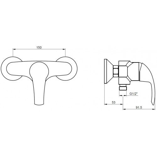 Смеситель для душевой кабины Nova 23077/23017 Kaiser Chrome