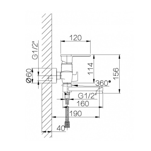 Смеситель для ванны однорычажный GZ 04031 Ganzer