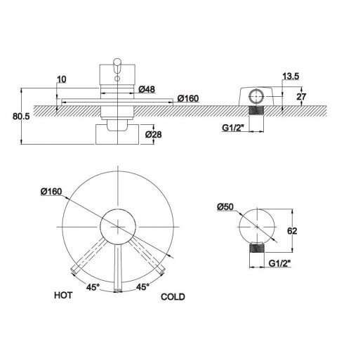 Смеситель скрытого монтажа Merkur 26017Br Kaiser Bronze