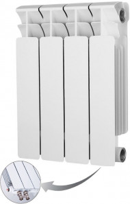 Радиатор биметаллический секционный Rifar Base Ventil 350 4 секции, нижнее правое подключение Радиатор биметаллический секционный Rifar Base Ventil 350 4 секции, нижнее правое подключение