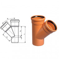 Тройник 45° ф110 Рыжий Ostendorf