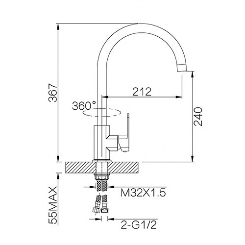 Смеситель для кухни однорычажный GZ 06021 Ganzer Смеситель для кухни однорычажный GZ 06021 Ganzer