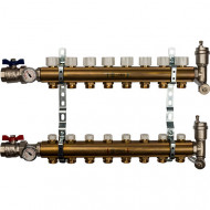 Коллектор из латуни со регулирующими вставками на 8 контура Stout