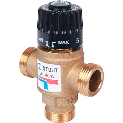 Термостатический клапан НР 3/4" 35-60°С KV 1.6 м3/ч Stout