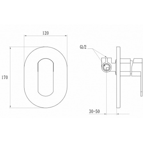Смеситель встраиваемый овальный GZ 5101D Ganzer