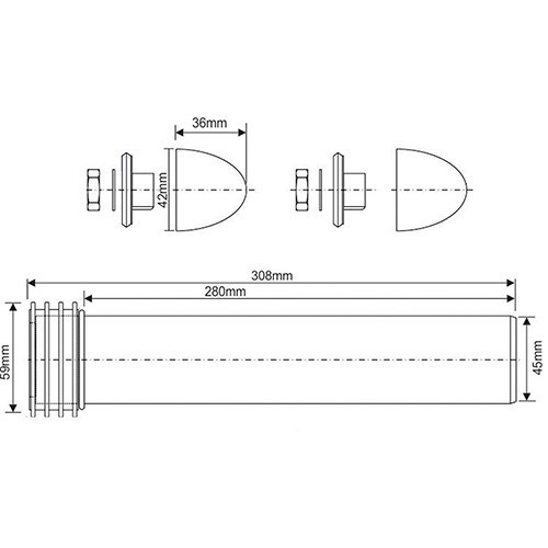 Cоединительный элемент 45/59х304 мм McAlpine