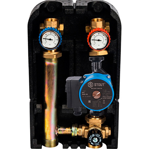 Насосная группа со смесителем 1" с насосом Stout SPC 25/60-180