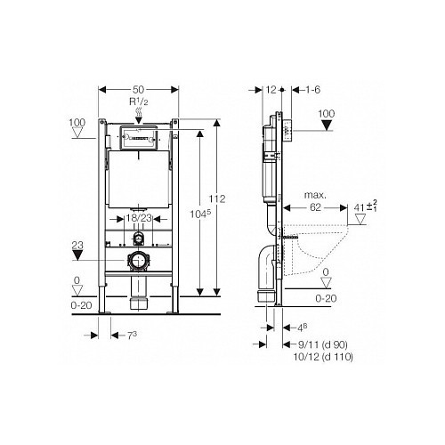 Инсталляция GEBERIT Duofix 3 в 1 (с Delta21)  458.124.21.1