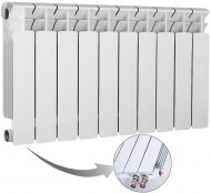 Радиатор биметаллический секционный Rifar Base Ventil 350 10 секций, нижнее левое подключение Радиатор биметаллический секционный Rifar Base Ventil 350 10 секций, нижнее левое подключение