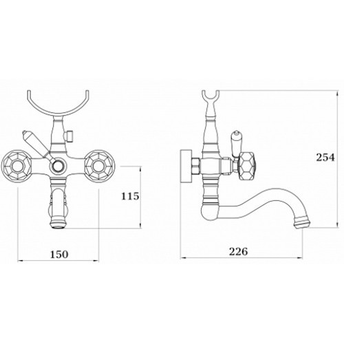 Смеситель двухвентильный для ванны GZ 09036E Ganzer