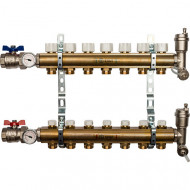 Коллектор из латуни со регулирующими вставками на 7 контура Stout