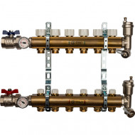 Коллектор из латуни со регулирующими вставками на 6 контура Stout