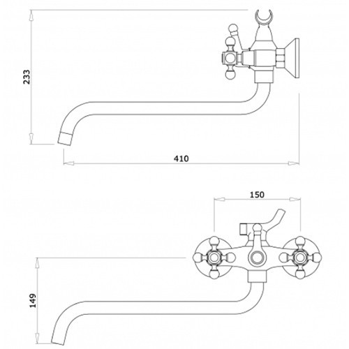 Смеситель двухвентильный для ванны GZ 09041 Ganzer Смеситель двухвентильный для ванны GZ 09041 Ganzer