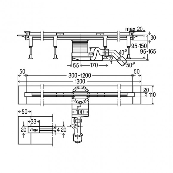 Душевой лоток в комплекте с дизайн вставкой, глянцевая сталь VIEGA Advantix Vario Душевой лоток в комплекте с дизайн вставкой, глянцевая сталь VIEGA Advantix Vario