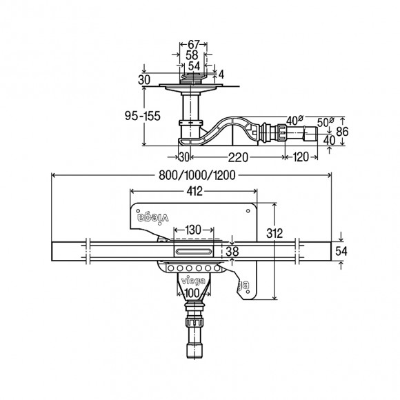 Душевой лоток, монтажная высота 95 мм 1000 мм VIEGA Advantix Cleviva Душевой лоток, монтажная высота 95 мм 1000 мм VIEGA Advantix Cleviva