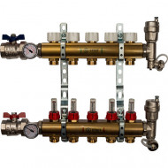 Коллектор из латуни с расходомерами на 5 контура Stout