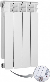 Радиатор биметаллический секционный Rifar Base Ventil 500 4 секции, нижнее левое подключение Радиатор биметаллический секционный Rifar Base Ventil 500 4 секции, нижнее левое подключение